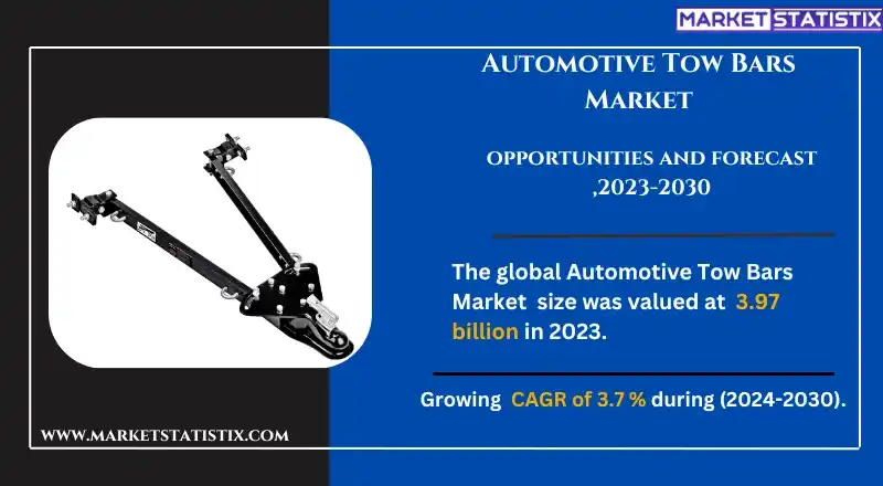 Automotive tow bars attached to a vehicle, used for towing trailers, caravans, and other vehicles